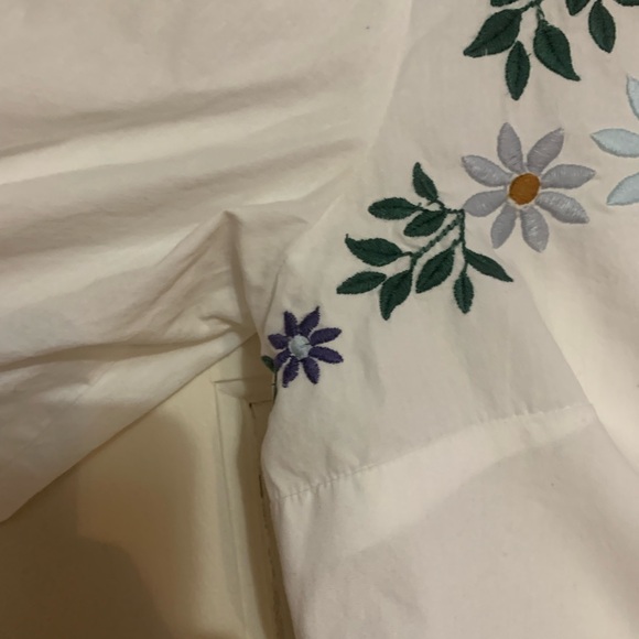 Maeve Anthropologie Embroidered Floral Button Front Shirt  Size 14 100% Cotton - Picture 5 of 7